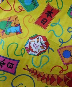 Raso estampado - Oriental fondo amarillo