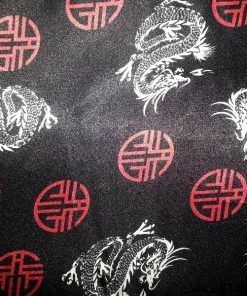 Raso estampado - Dragones fondo negro