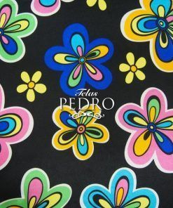 Raso estampado - Hippie fondo negro