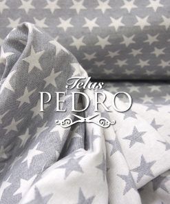 Loneta labrada reversible - Estrellas gris