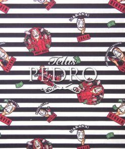 Alternative view of Popelín algodón estampado (patchwork) - La casa de papel personajes