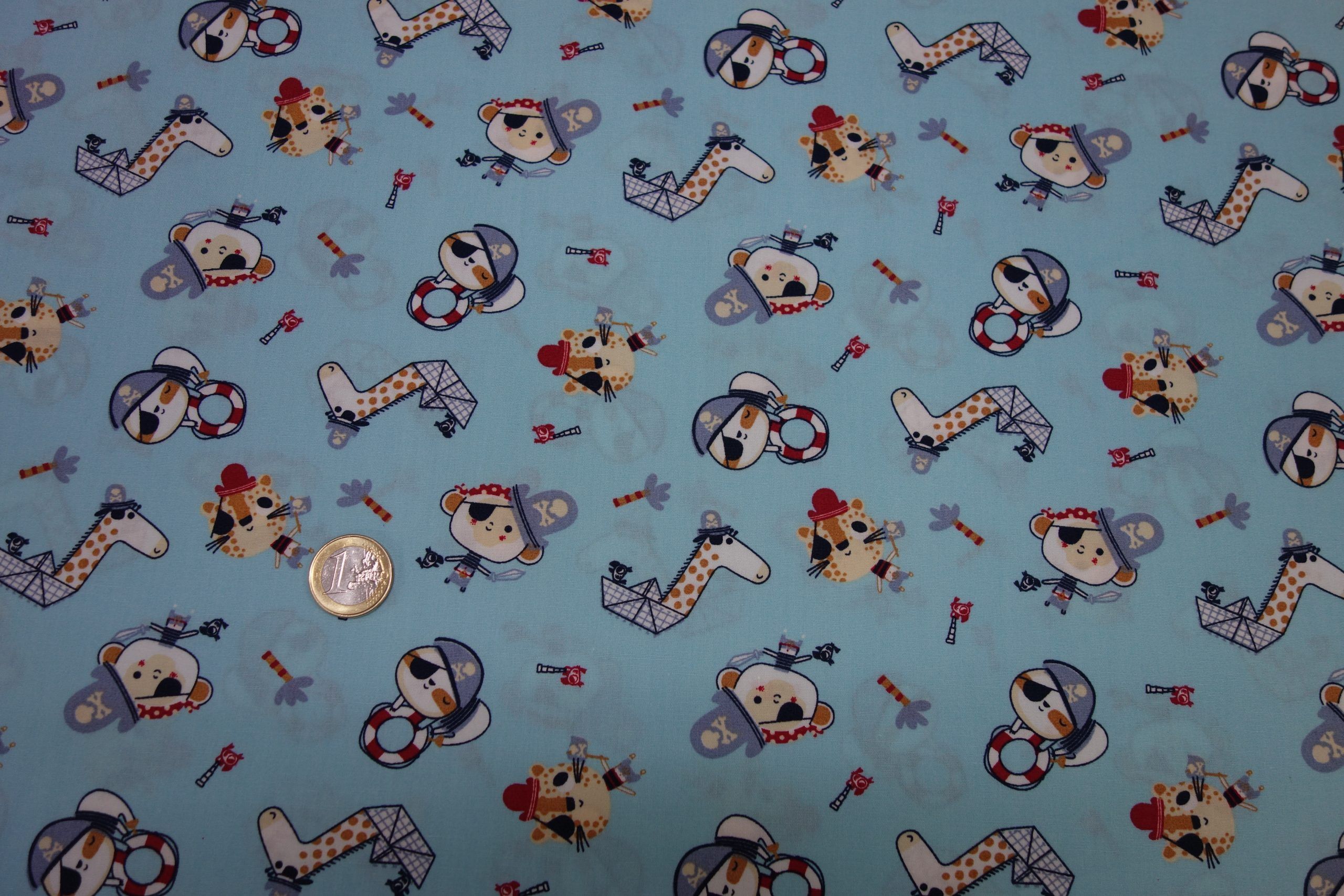 Popelín algodón estampado (patchwork) – Serie Animales Marineros