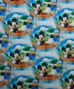 Popelín algodón estampado (patchwork) – Serie Mickey y Donald Dia De Pesca