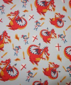Popelín algodón estampado (patchwork) – Serie Caballeros y Dragones