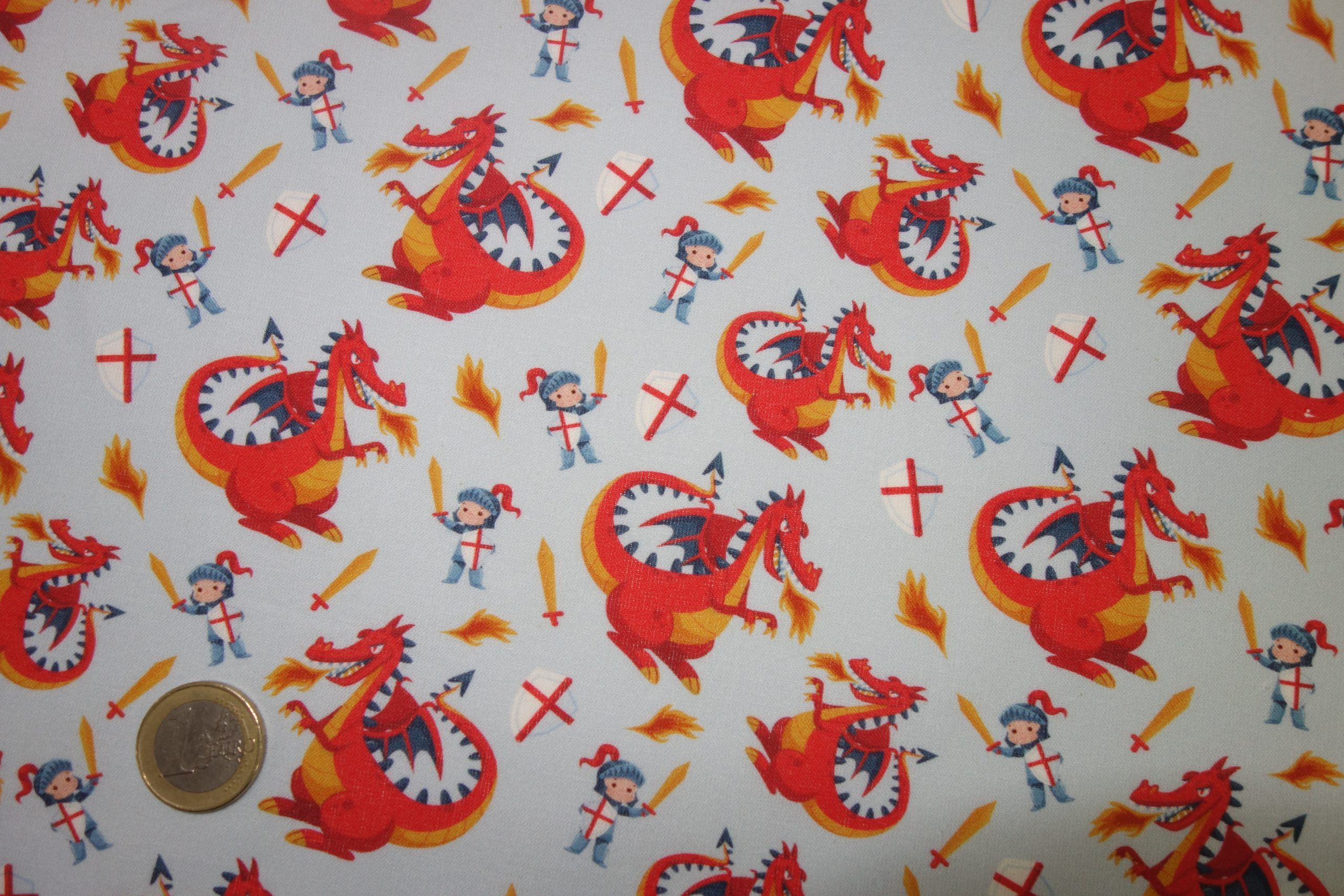 Popelín algodón estampado (patchwork) – Serie Caballeros y Dragones