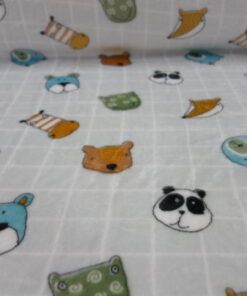 Tejido Coral o Coralina estampada – Animales fondo cuadrícula