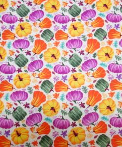 Popelín algodón estampado (patchwork) – Calabazas fondo beige