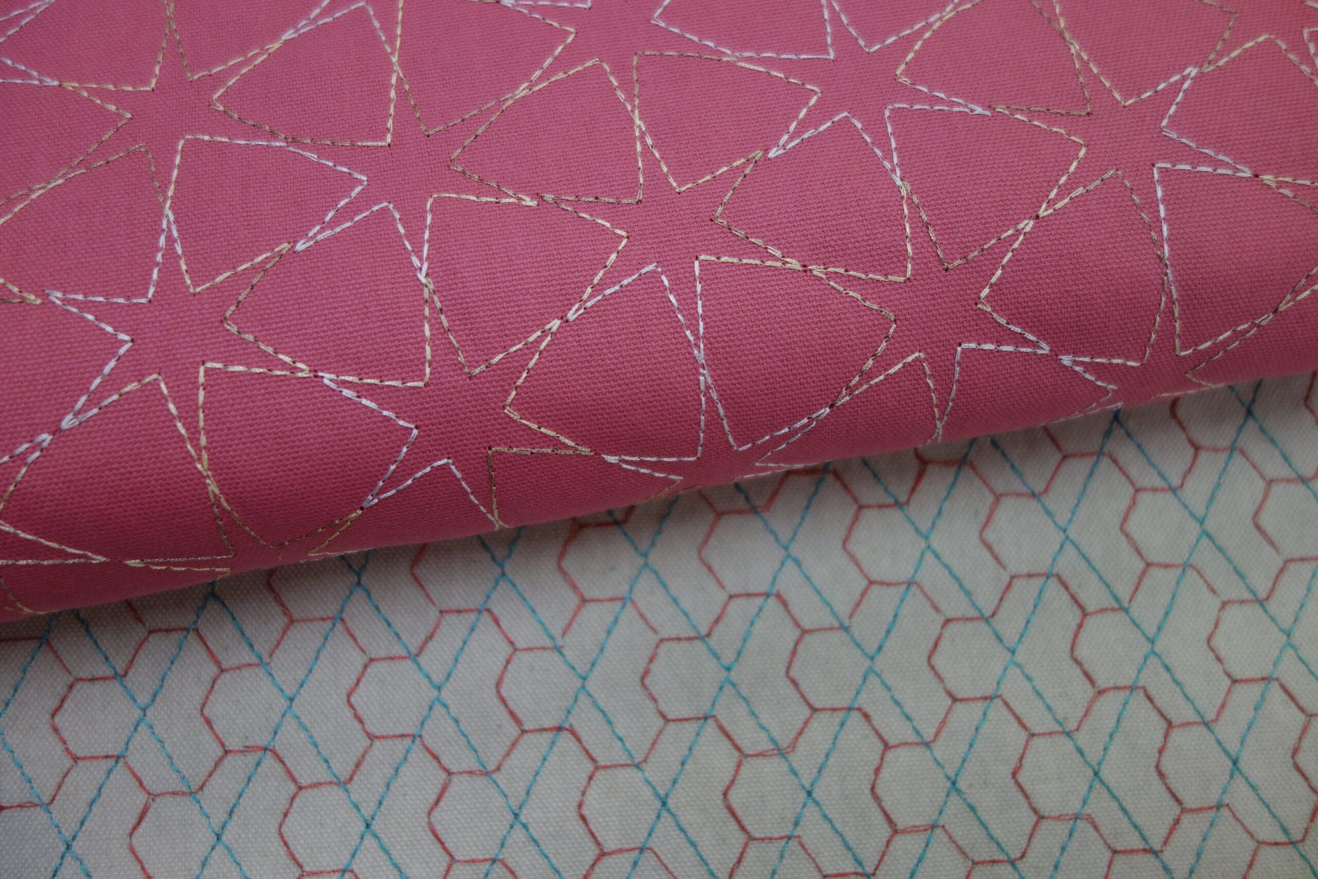 Lino bordado – Serie Dindon - DISPONIBLE ÚNICAMENTE (ROSA COLORETE).