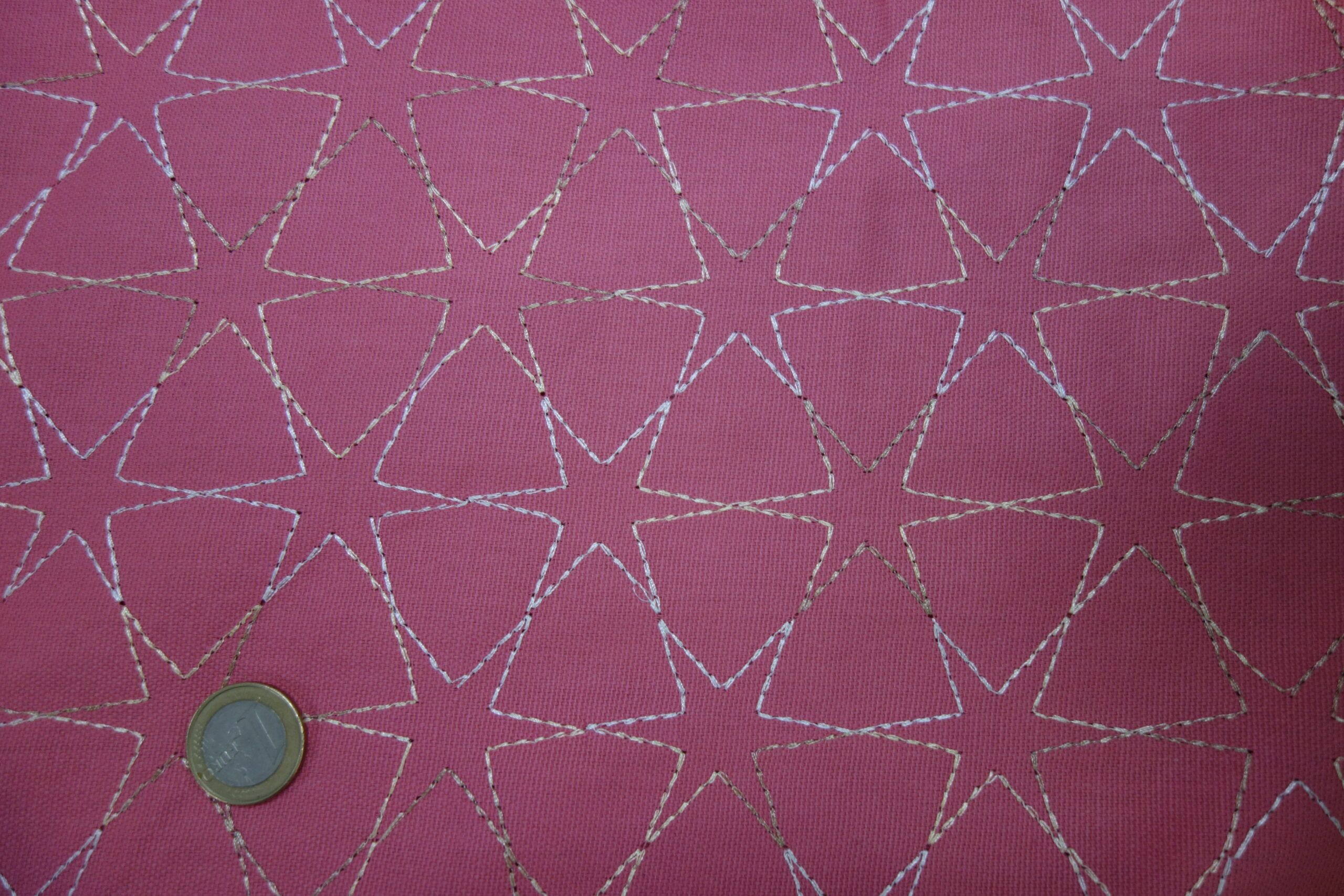 Lino bordado – Serie Dindon - DISPONIBLE ÚNICAMENTE (ROSA COLORETE). - Imagen 3