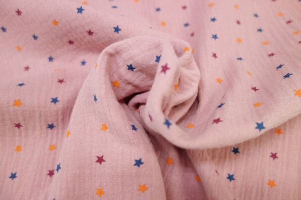 Bambula o muselina estampada estrellas multicolor – Serie Lanzarote