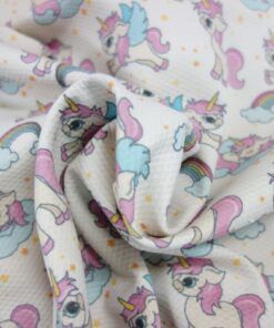 Alternative view of Piqué de nido de abeja estampado unicornios – Serie Jackson