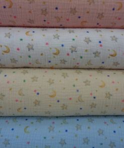 Bambula o muselina estampada - Estrellas y lunas
