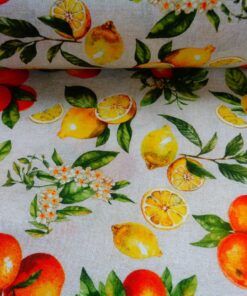 Loneta jaspeada estampada - Serie Limones y Naranjas