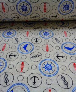 Loneta jaspeada estampada – Serie Timones y anclas