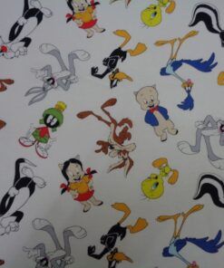 Popelín algodón estampado digital (patchwork) Americano - Looney tunes fondo blanco