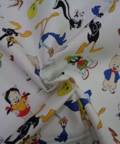 Alternative view of Popelín algodón estampado digital (patchwork) Americano - Looney tunes fondo blanco