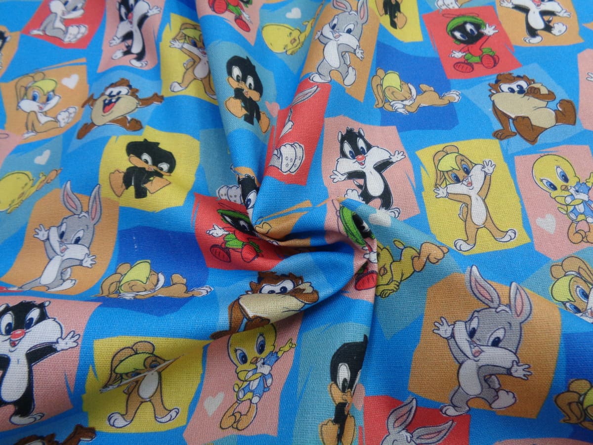 Popelín algodón estampado digital (patchwork) - Mini Looney tunes - Imagen 2