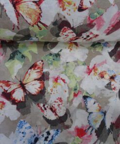 Loneta estampada – Serie Mariposas fondo gris
