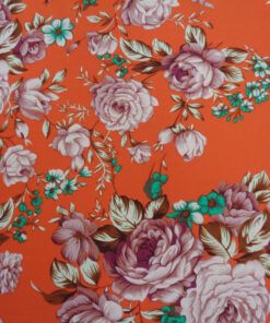 Crep de blusa estampado – Serie Sándalo fondo naranja