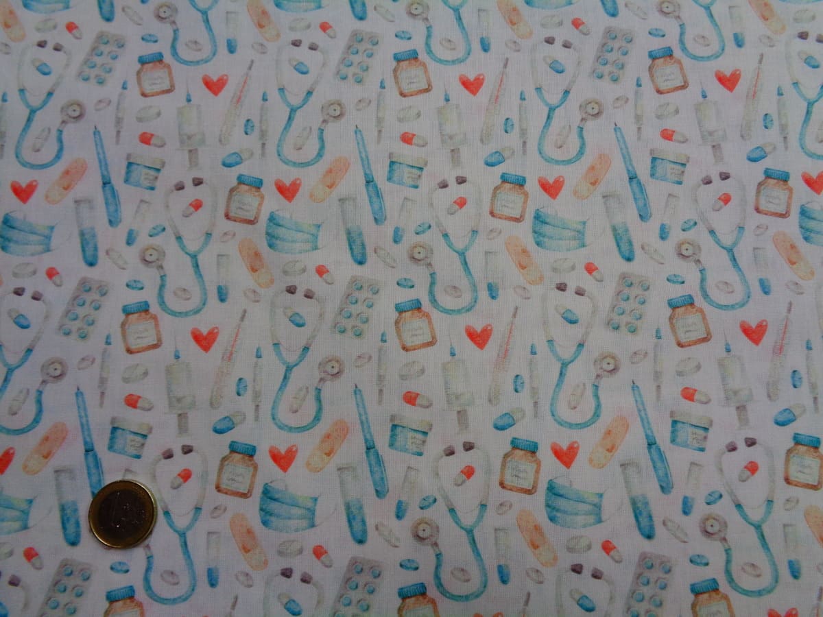 Popelín algodón estampado (patchwork) - Serie Medicina