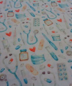 Alternative view of Popelín algodón estampado (patchwork) - Serie Medicina