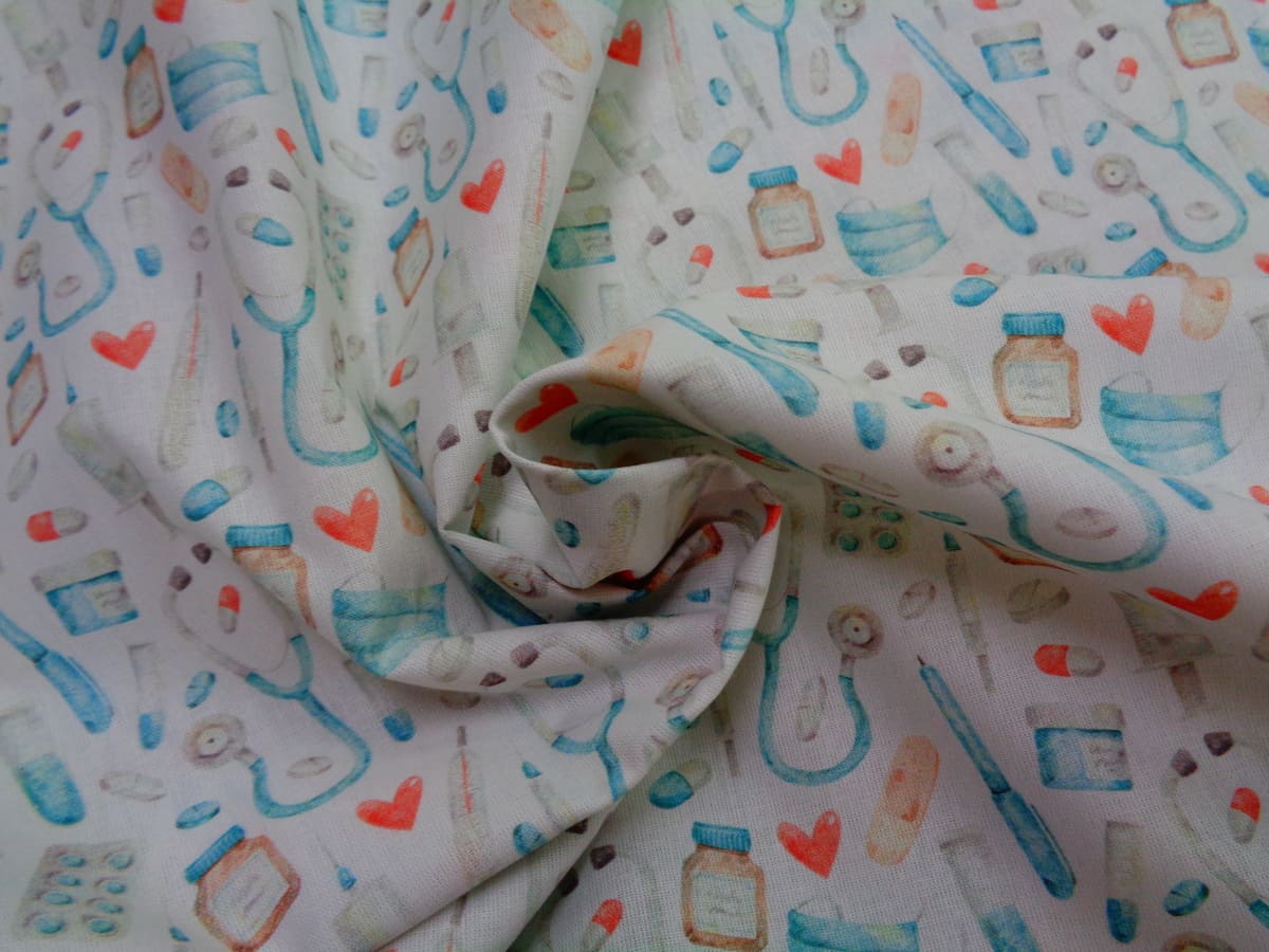 Popelín algodón estampado (patchwork) - Serie Medicina - Imagen 3
