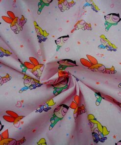 Alternative view of Popelín algodón estampado (patchwork) – Las Supernenas power puff