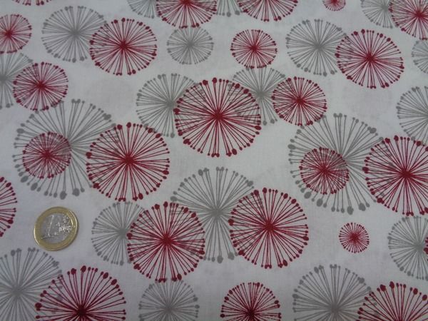 Popelín algodón estampado (patchwork) – Serie Seronda Granate Diente de Leon
