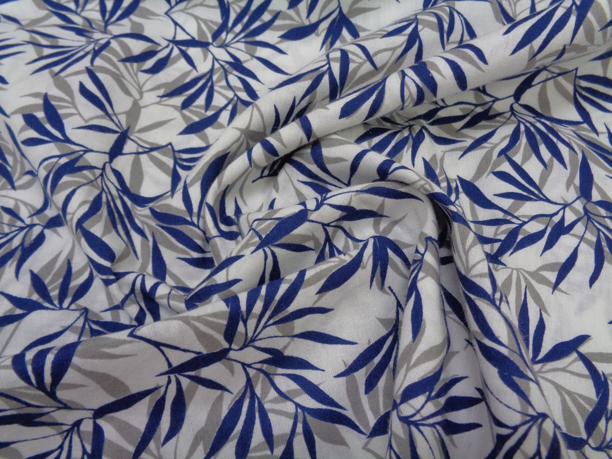 Popelín algodón estampado (patchwork) – Serie Seronda Azul Ramas - Imagen 3