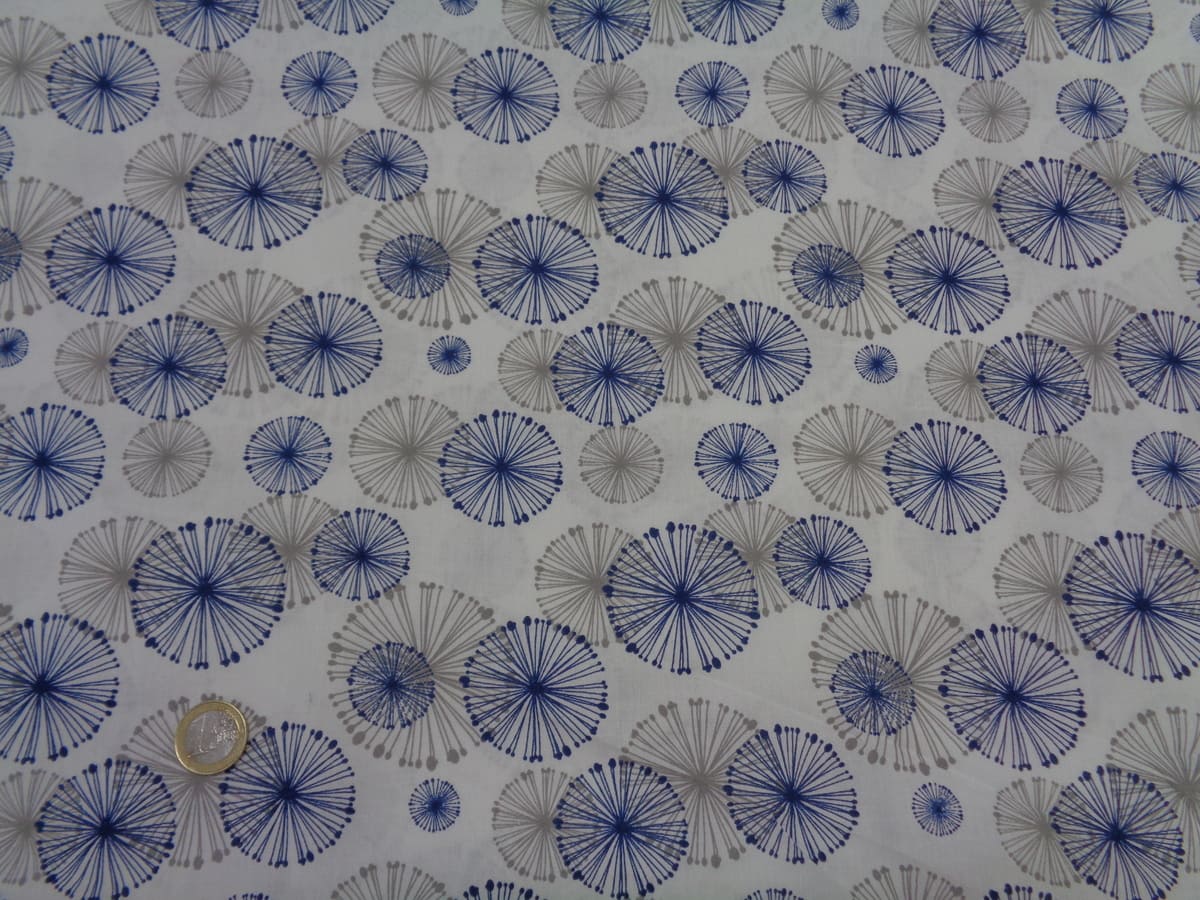 Popelín algodón estampado (patchwork) – Serie Seronda Azul Diente de Leon