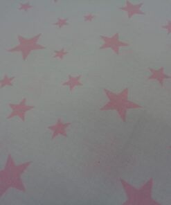 Alternative view of Popelín algodón estampado (patchwork) – Serie Noa (estrellas rosa fondo blanco)