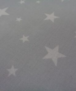 Alternative view of Popelín algodón estampado (patchwork) – Serie Noa (estrellas blancas fondo gris)