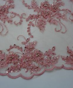 Tul Bordado Con Pedreria – Serie Olmedo Rosa Maquillaje Oscuro