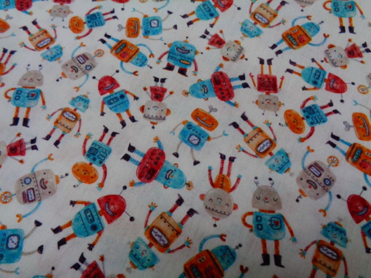 Popelín algodón estampado (patchwork) – Serie Robots - Imagen 3