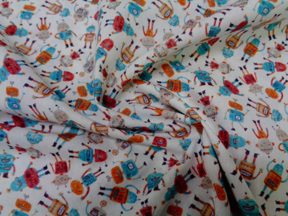 Popelín algodón estampado (patchwork) – Serie Robots - Imagen 4