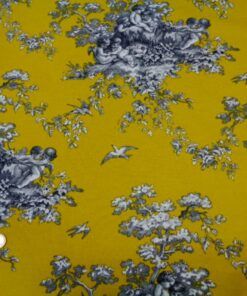 Loneta estampada Half Panamá – Serie Toile De Jouy Angeles Mostaza