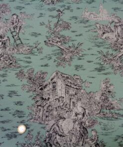 Loneta estampada Half Panamá – Serie Toile De Jouy Verde