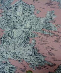 Alternative view of Loneta estampada Half Panamá – Serie Toile De Jouy Rosa